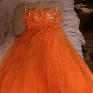Tiffany size 2 lace up orange prom dress